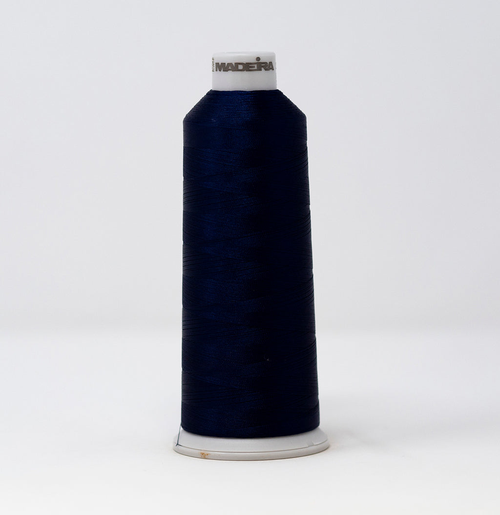 #918-1967 5500 yard cone of #40 weight polyester Dark Denim machine embroidery thread.